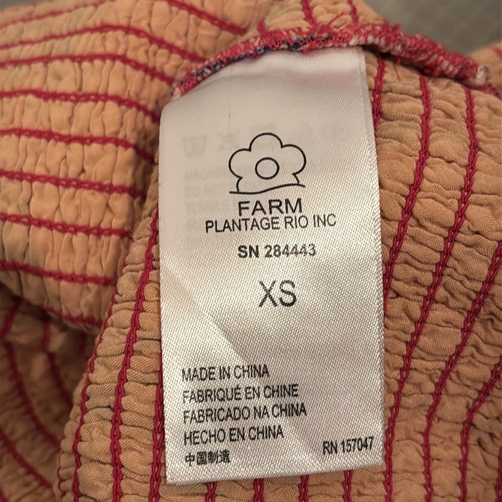 FARM Rio Lindeza Grafica Mini Dress XS | Puff Sleeve Square Neck Boho Print - Picture 4 of 9